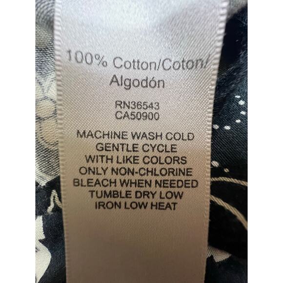 Van Heusen Studio Fitted Floral Button-Up Shirt Black Red White L - Picture 3 of 5